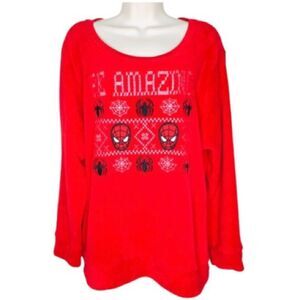 Spiderman Be Amazing Cozy Red Fleece Sweatshirt Pullover Plus Sz 2X 18W-20W